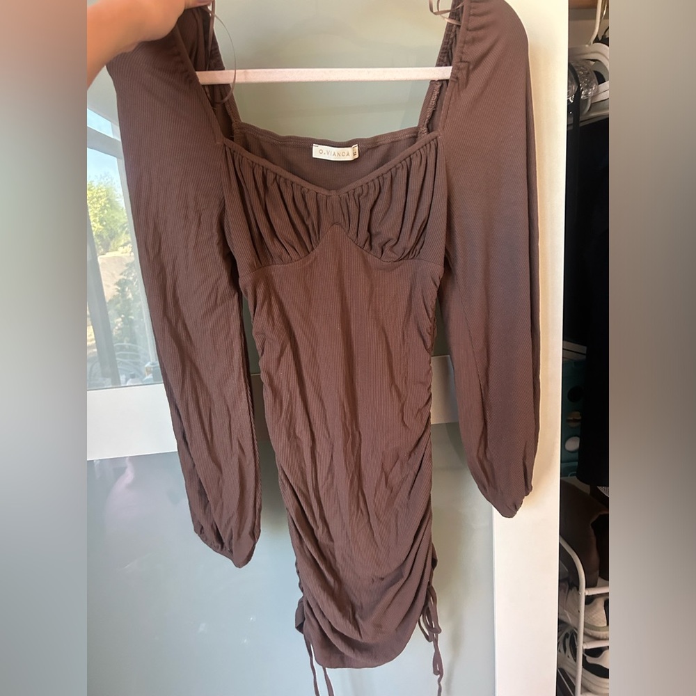 Mini Brown Long Sleeve Dress